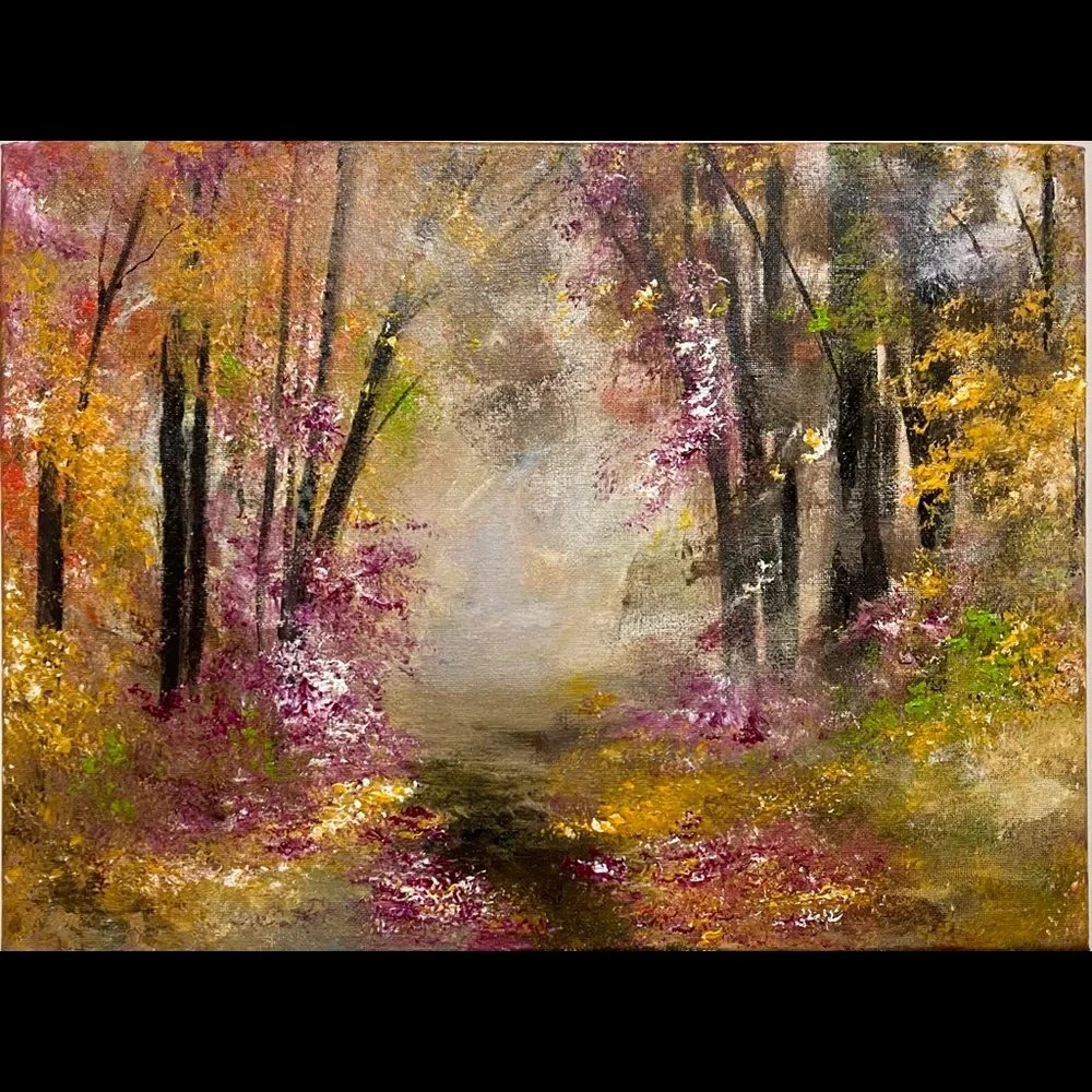 SOLD “CRISP MORNING” ORIGINAL ACRYLIC LANDSCAPE PAINTING by me - Picture 1 of 1